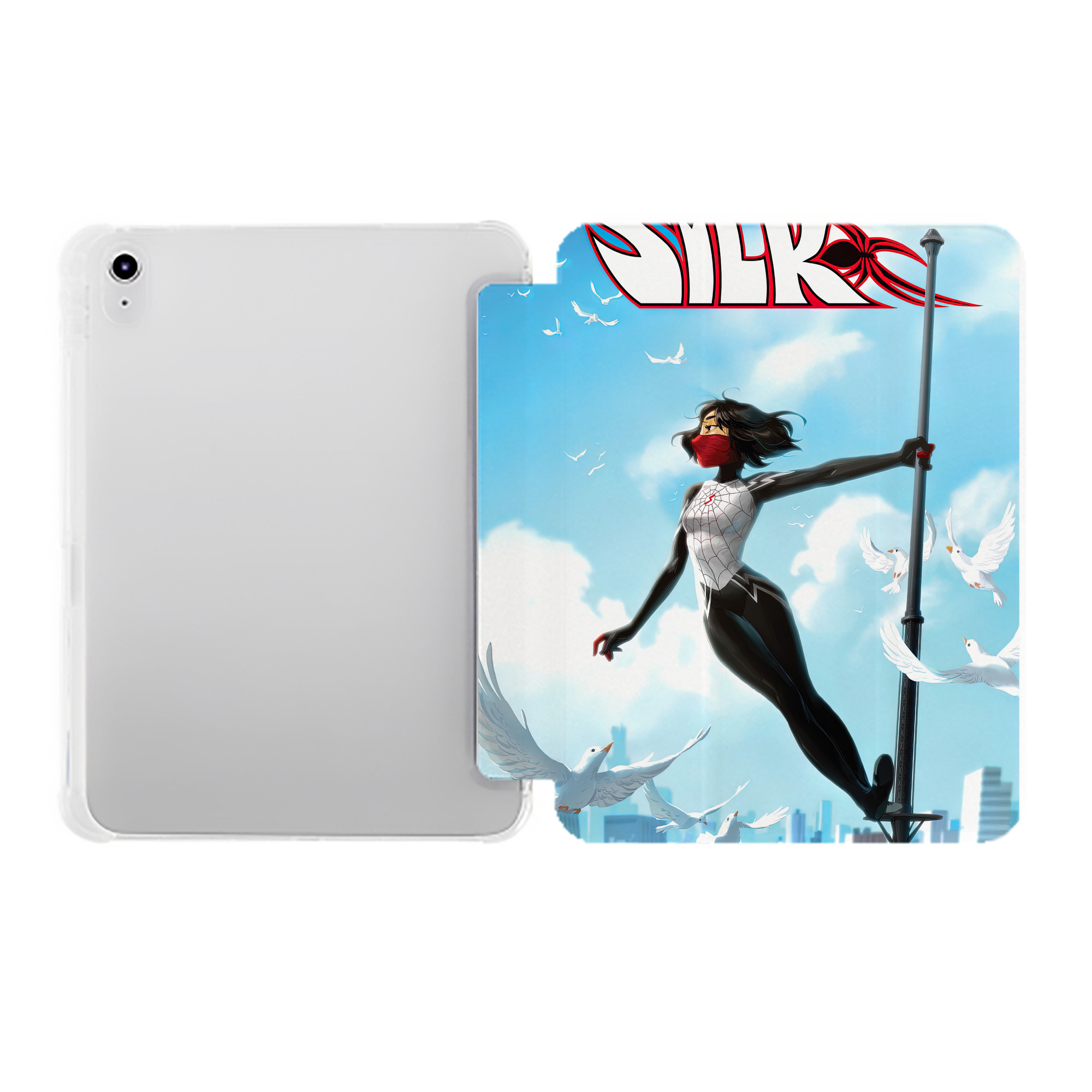 （画像用） Spider Man スパイダーマン IPad ケース ペン収納付き 三つ折りスタンド PUレザー×シリコン 対応機種9.5/10.5/10.9インチ